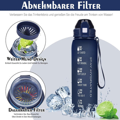 Trinkflasche 1l BPA-frei Sport Wasserflasche Auslaufsicher