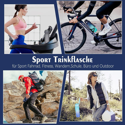 Trinkflasche 1l BPA-Frei Auslaufsicher mit Zeitmarkierung Sport Outdoor