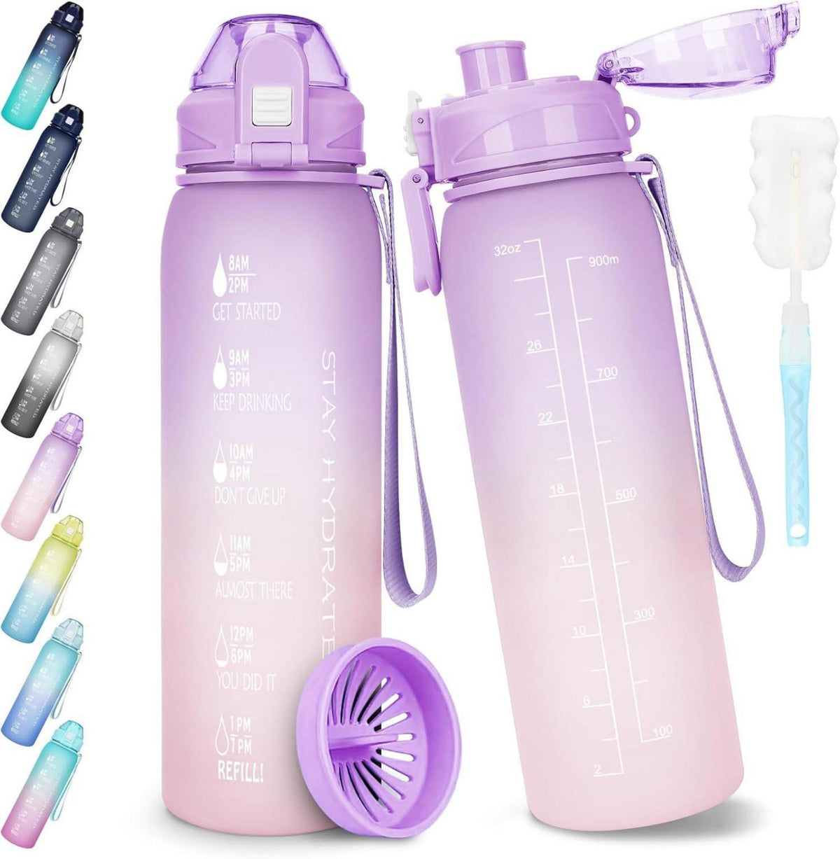 Trinkflasche 1l BPA-frei Zeitmarkierung Sport Yoga Outdoorauslaufsi
