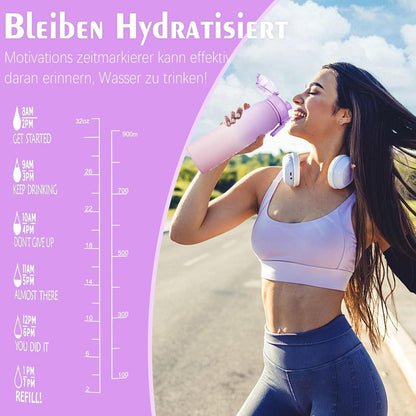 Sport Trinkflasche 1l BPA-frei Zeitmarkierung Auslaufsicher Outdoor