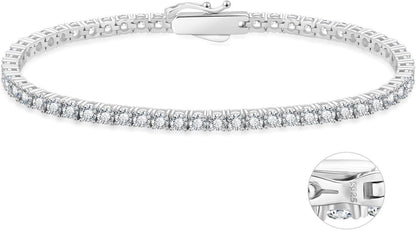 KRKC&CO Silber Tennisarmband 925 mit Zirkonia Kristallen 3mm Frauen