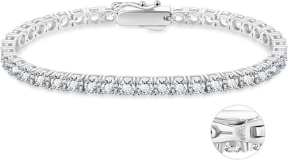 Silber Tennisarmband Weißgold 14K beschichtet Zirkonia Armband