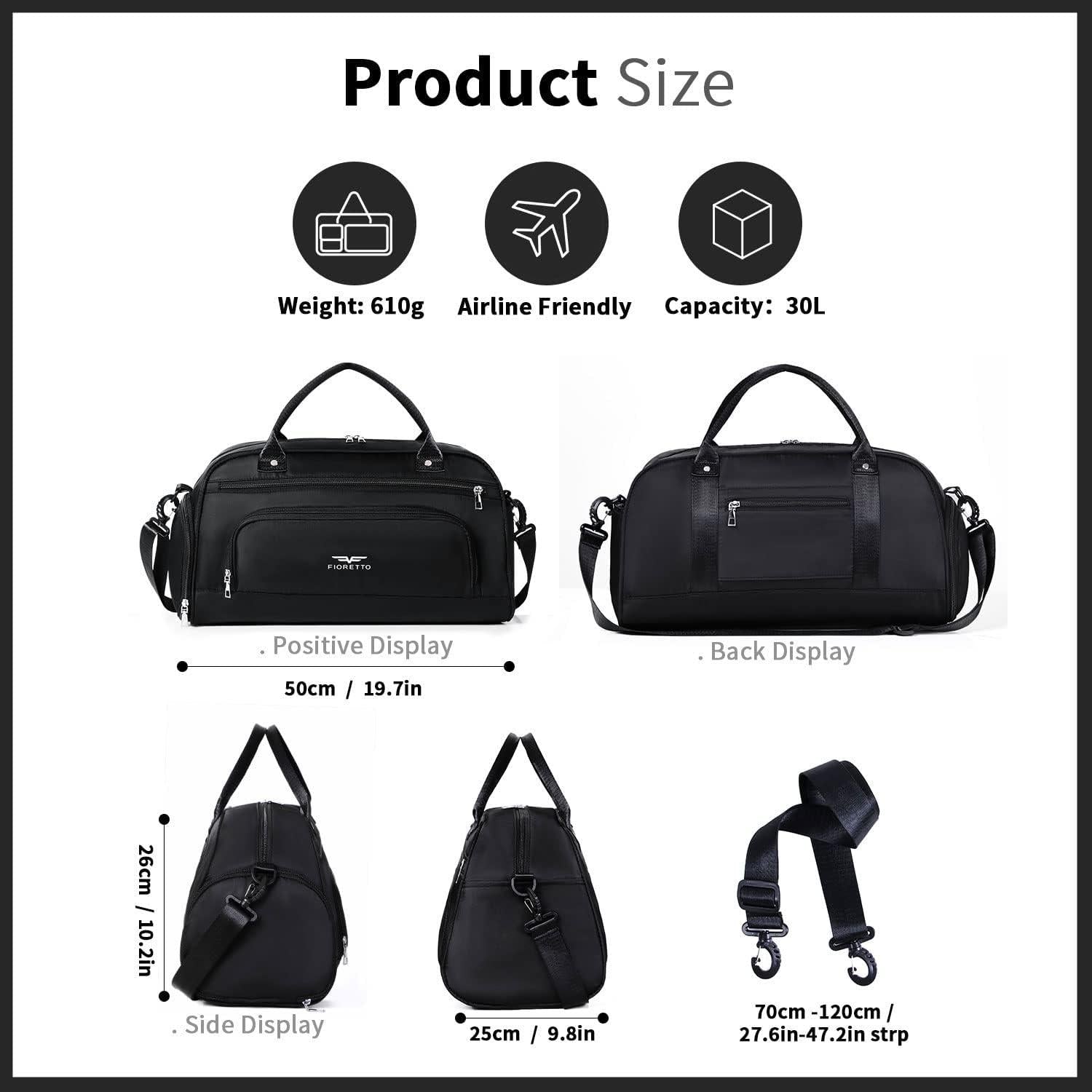 30L Sport- und Reisetasche mit Schuhfach und Nassfach
