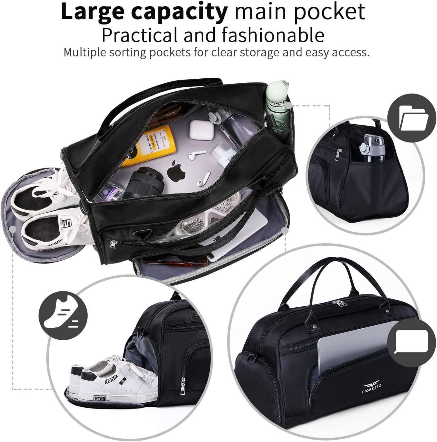 30L Sporttasche mit Schuhfach & Nassfach für Sport & Reisen Schwarz