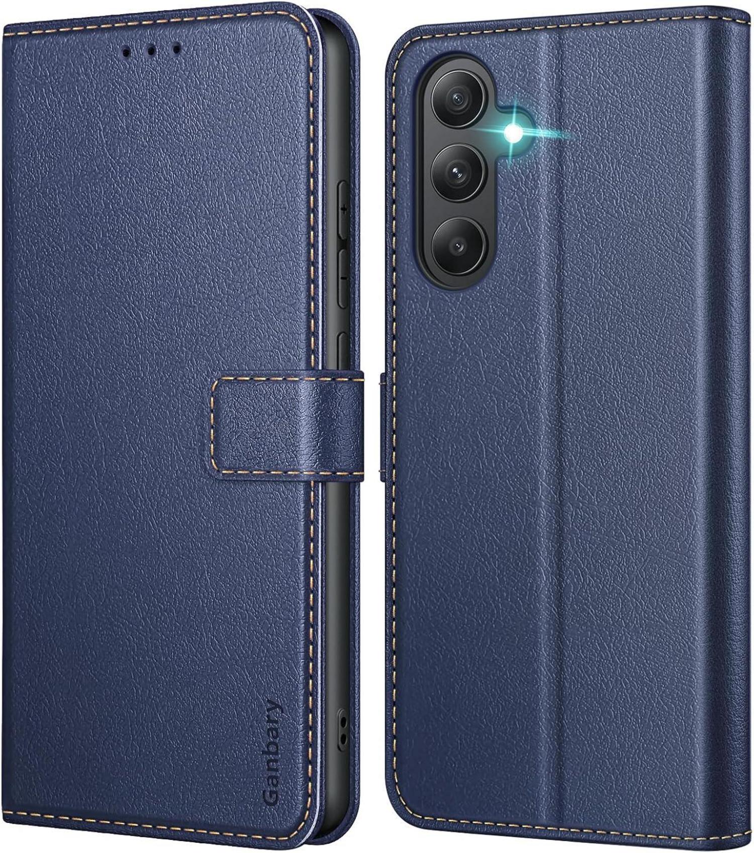 Samsung Galaxy A55 5G Handyhülle Leder Klapphülle Blau Standfunktion