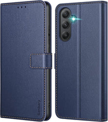 Samsung Galaxy A55 5G Handyhülle Leder Klapphülle Blau Standfunktion
