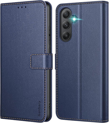 Samsung Galaxy A55 5G Handyhülle Leder Klapphülle Blau Standfunktion