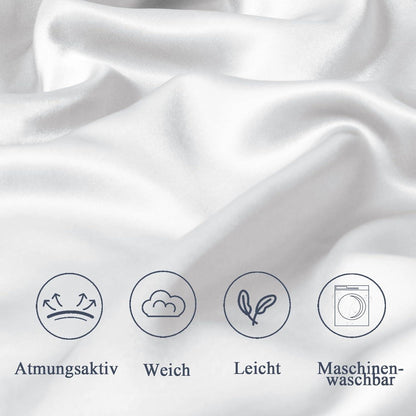 Satin Kissenbezug 60x60 Weiß,Seidenkissenbezug,Pflegehinweise,Satin