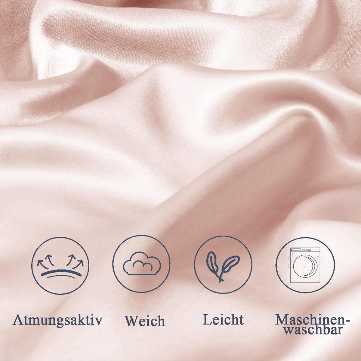 2er Set Satin Kissenbezug 60x60 Rosa Haarschutz Hautpflege