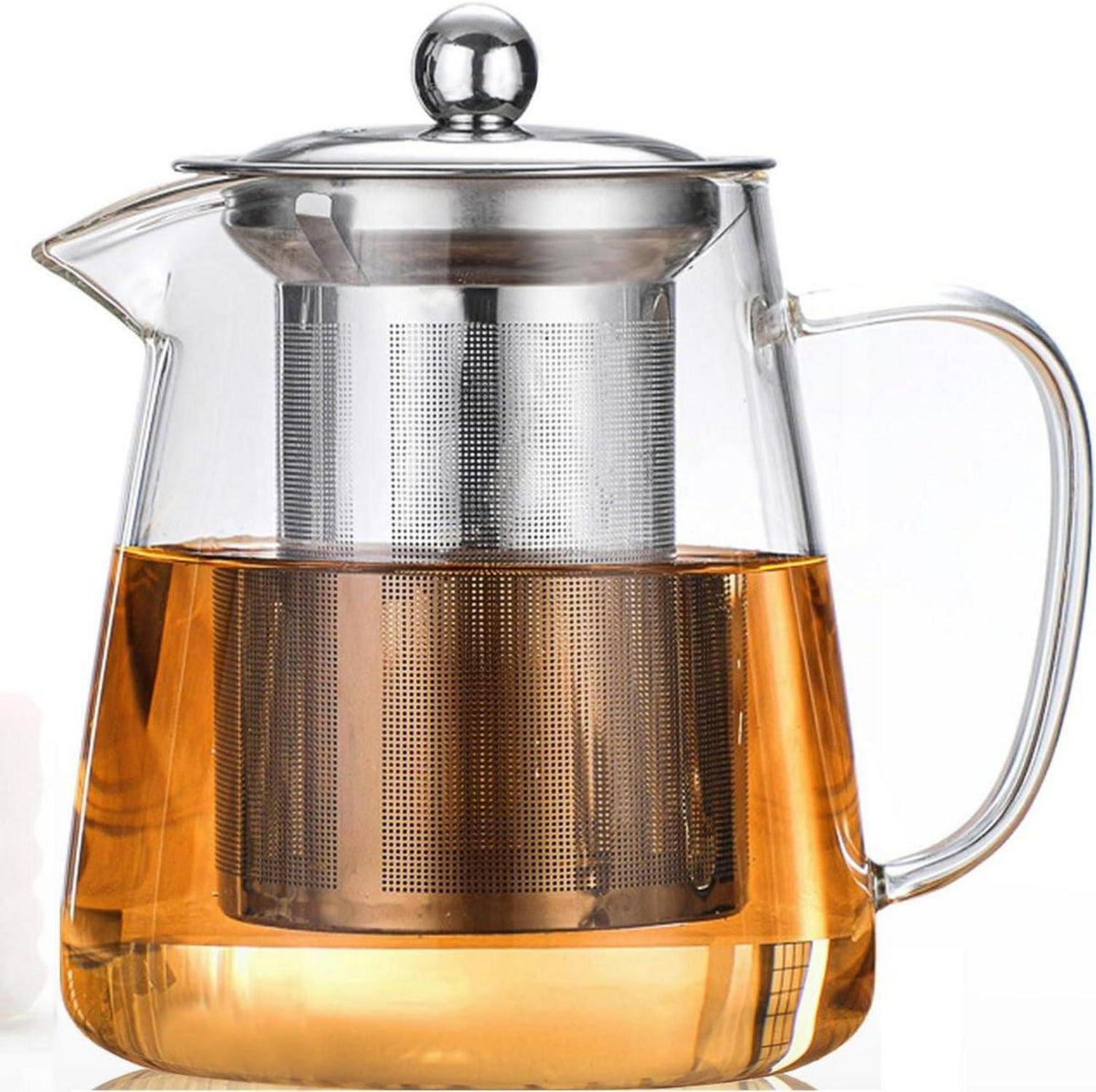 Glas Teekanne mit Edelstahl-Teesieb für Tee und Kaffee 950ml