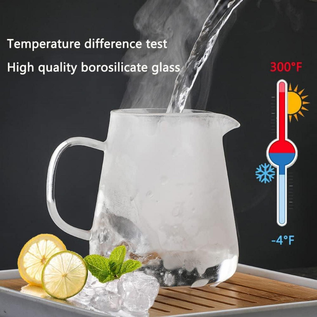 Glas Teekanne mit Edelstahl-Teesieb für Tee und Kaffee 950ml
