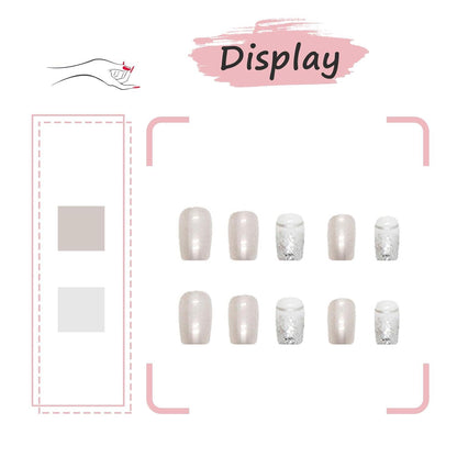 24 Stück Nägel zum Aufkleben Silber Glänzend Künstliche Fingernägel French Press Ballerina Acryl Full Cover für Frauen Mädchen