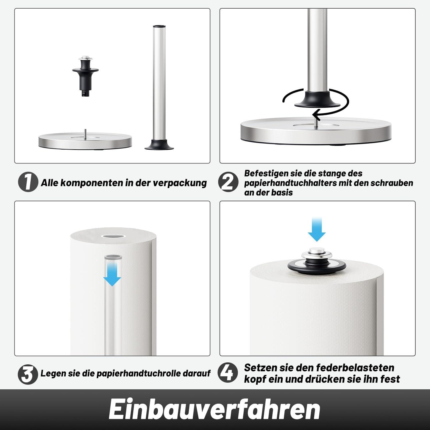 Küchenrollenhalter stehend elastische Struktur saugnapf 27-29 cm
