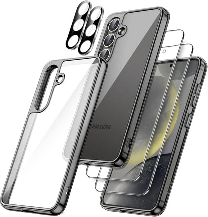 Samsung Galaxy S24+ 5G Hülle mit Gehärtete Glas Schutzfolie in Schwarz