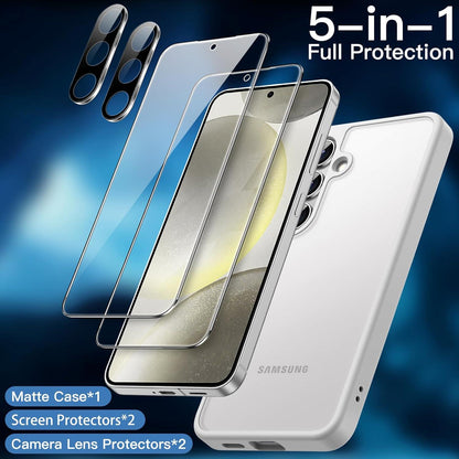 Hülle Samsung Galaxy S24 5G 5 in 1 Schutzfolie Gehärtet Glas