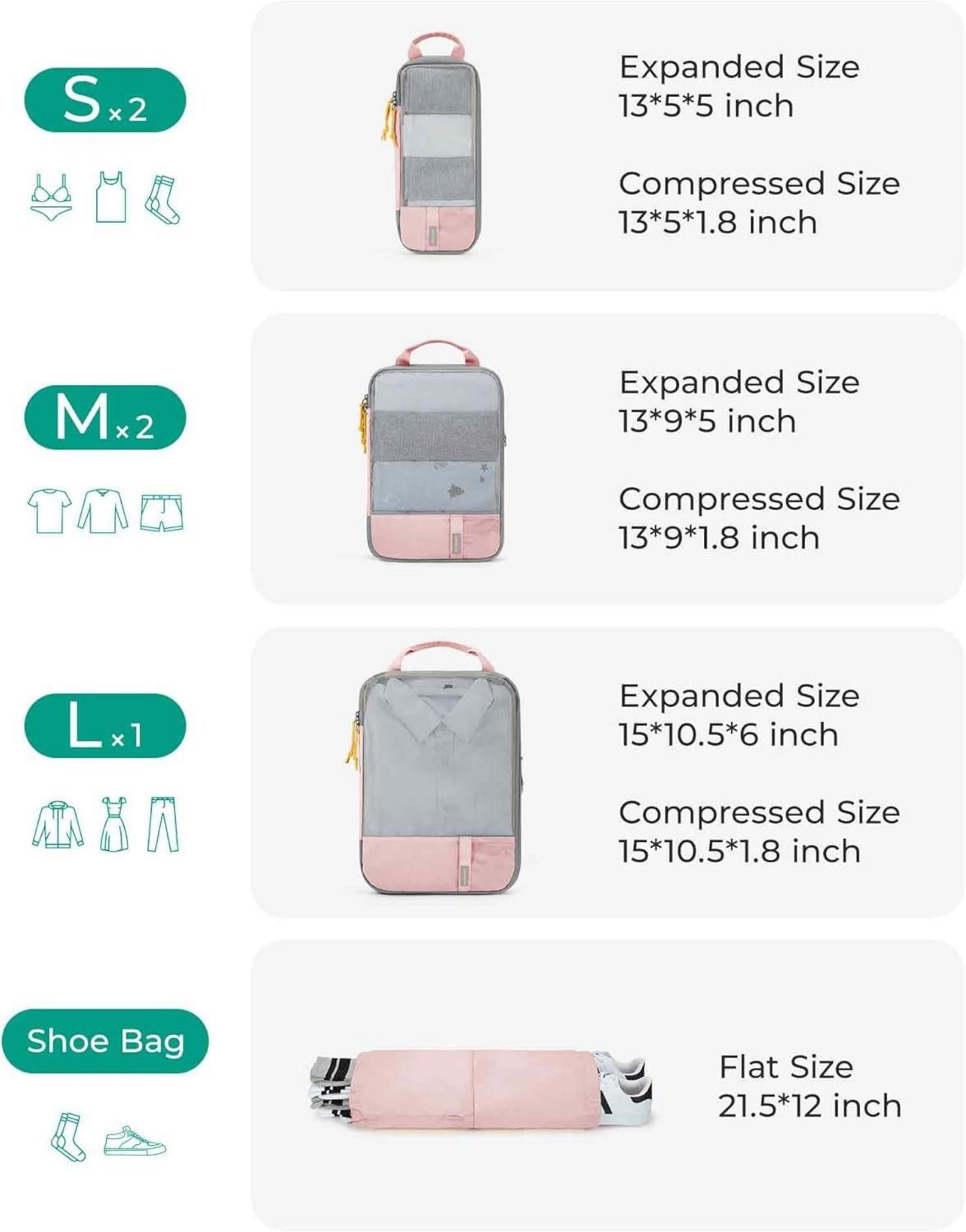 6er Set Packwürfel mit Wäschesack und Schuhbeutel - Reise Organizer