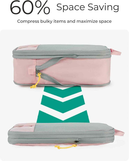 Packwürfel Set 6-teilig mit Wäschesack für Reisen und Rucksack