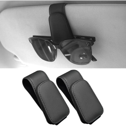 Anwlki Auto Sonnenbrillenhalter Schwarz Leder 2er Pack