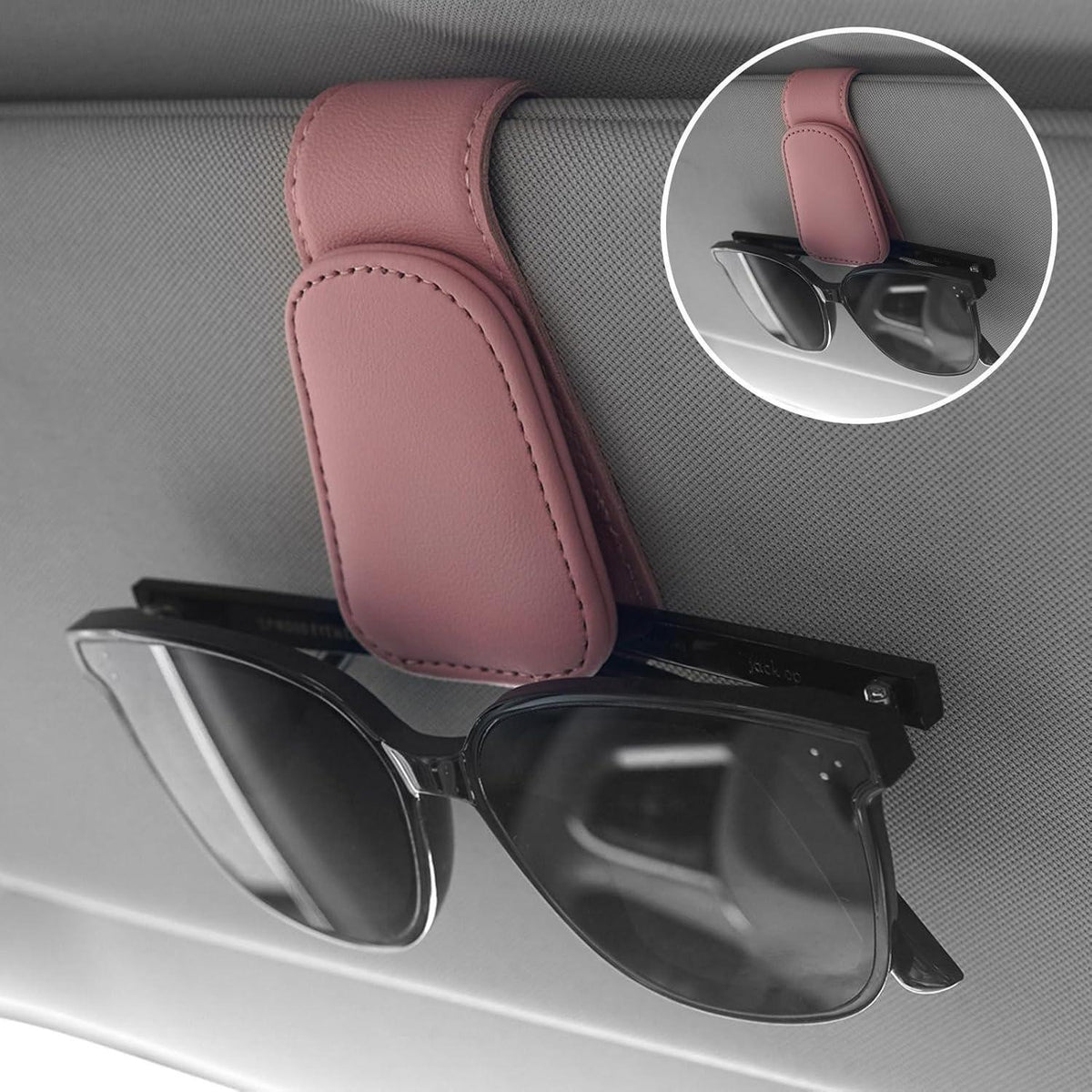 Magnetischer Brillenhalter für Auto-Sonnenblende, 2er-Pack, Rosa in Lederoptik
