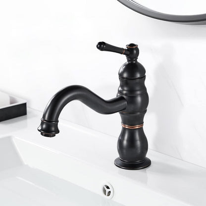 Retro Waschtischarmatur Schwarz Matt 360° Drehbar