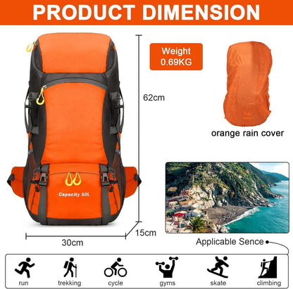 Jianyana Wanderrucksack 50L Trekkingrucksack Regenhülle