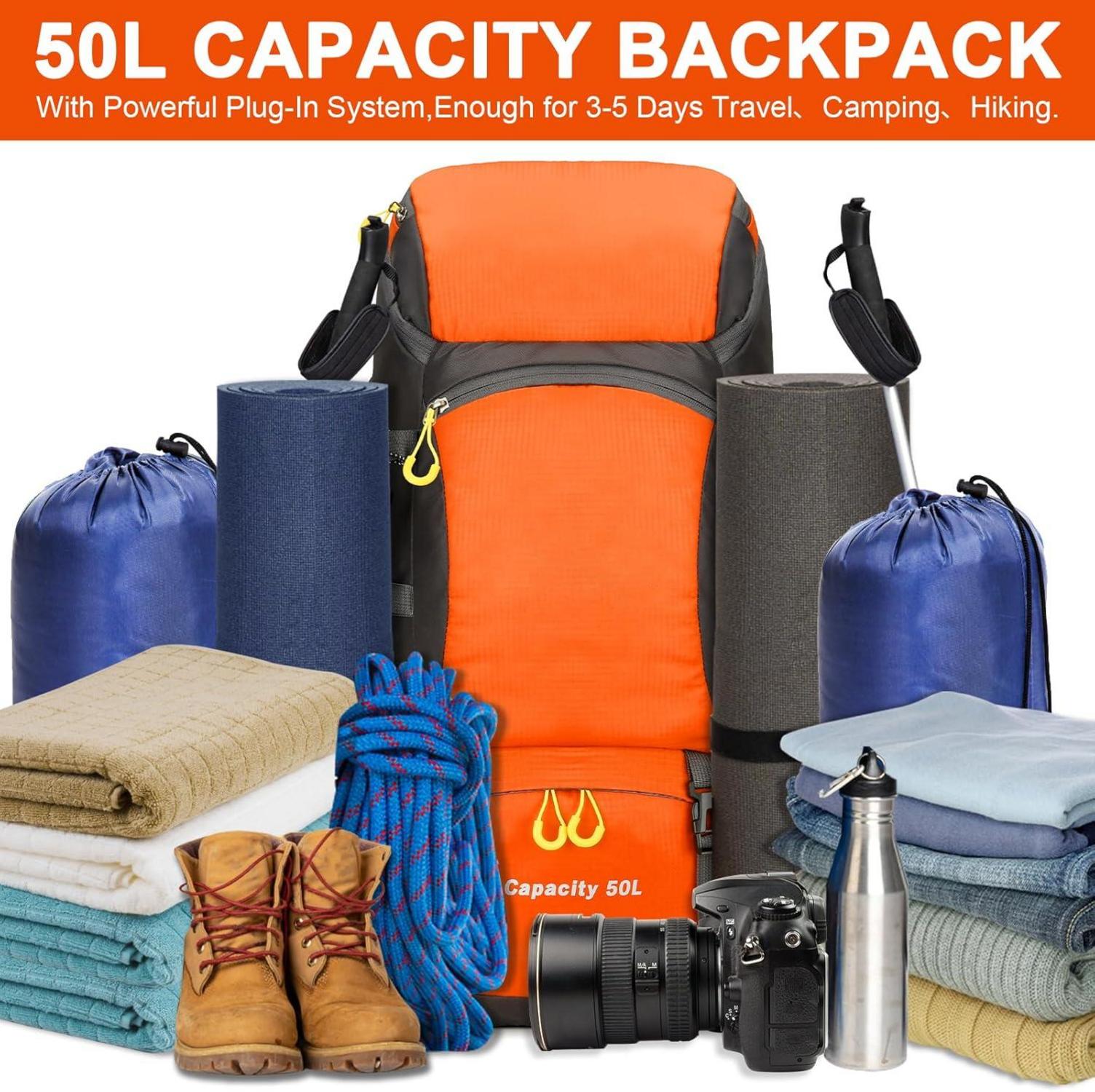 Wanderrucksack 50L Trekkingrucksack Regenhülle Wasserdicht Camping