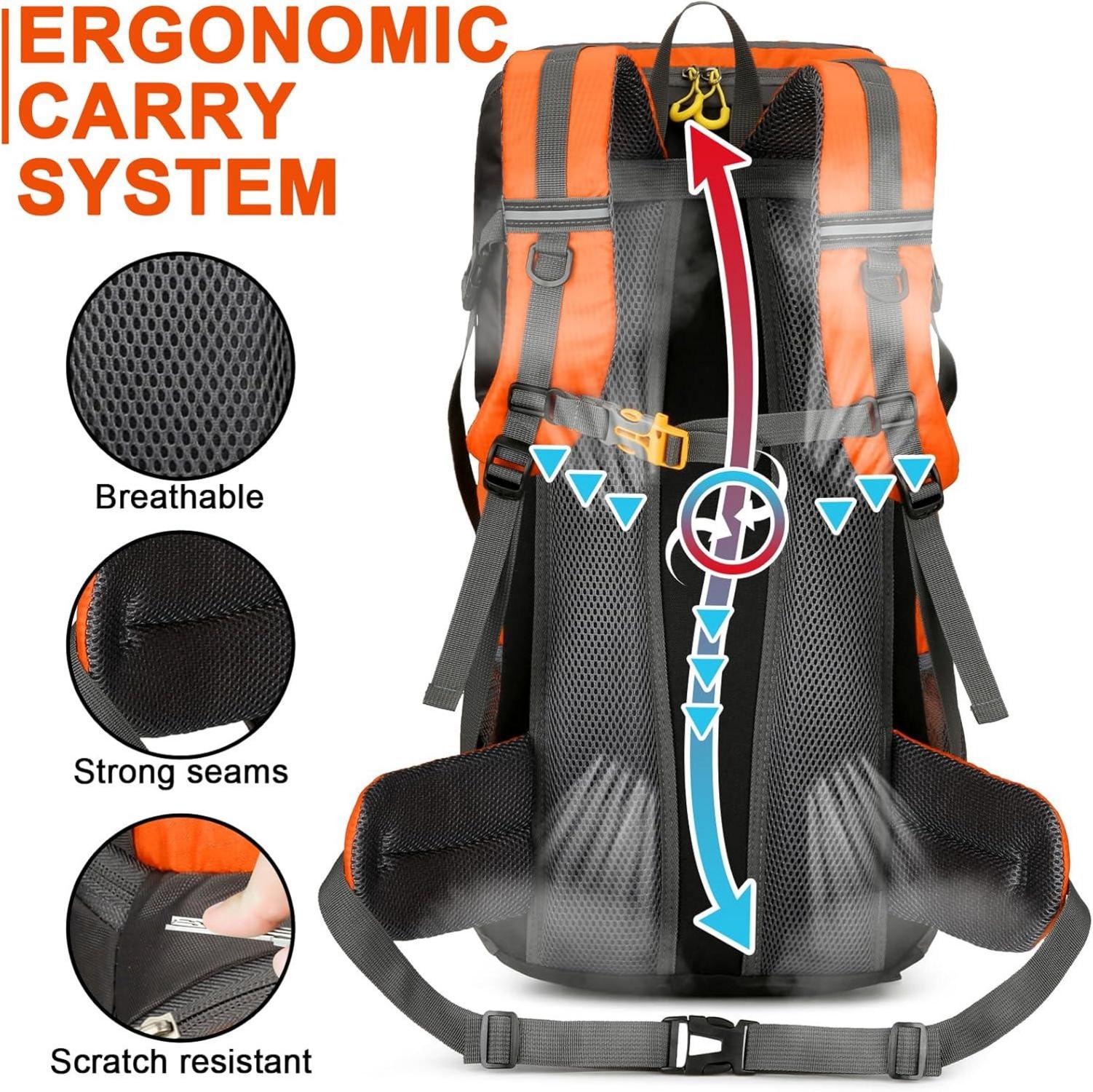 Wanderrucksack 50L Trekkingrucksack Regenhülle Wasserdicht
