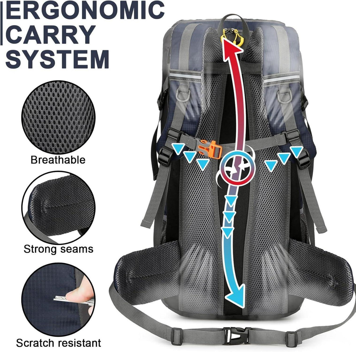 Wanderrucksack 50L Trekkingrucksack Regenhülle wasserdicht