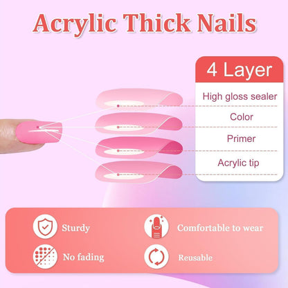 Rosa Farbverlauf French Press on Nails - Künstliche Nägel zum Aufkleben