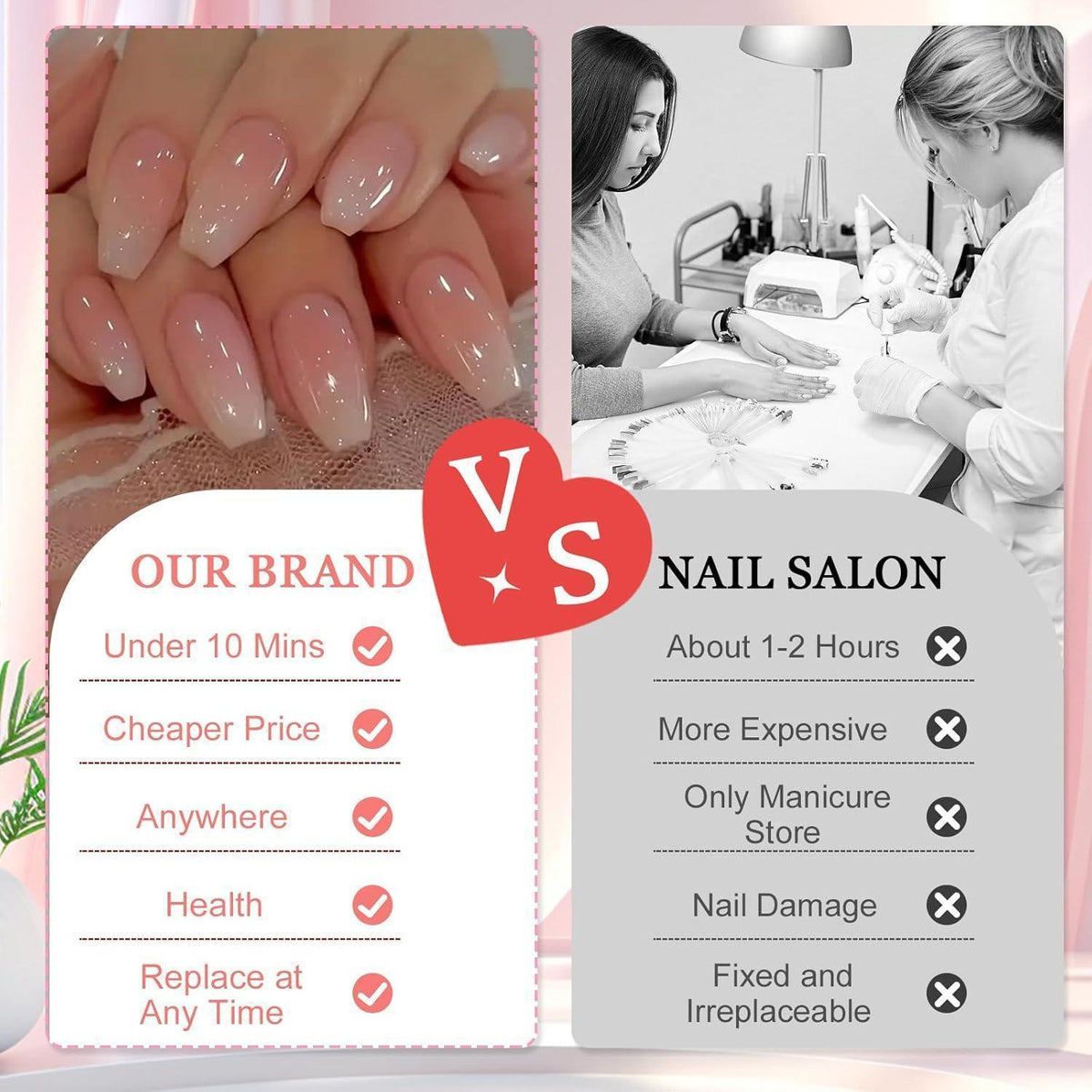 Rosa Farbverlauf French Press on Nails - Künstliche Nägel zum Aufkleben