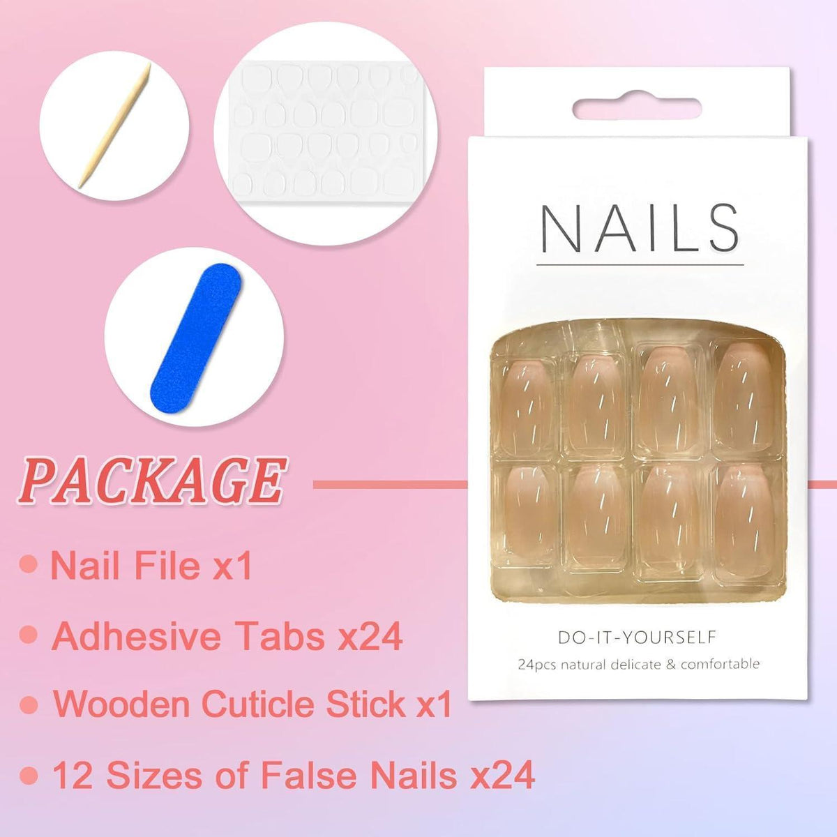 Rosa Farbverlauf French Press on Nails - Künstliche Nägel zum Aufkleben