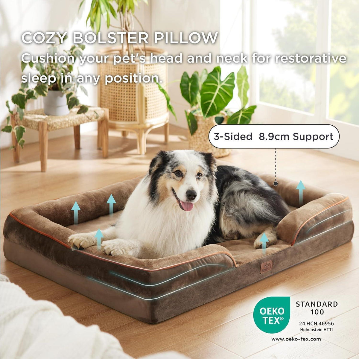 Orthopädisches Hundebett XL, 122x89 cm, braun