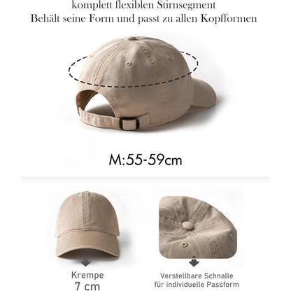 Vintage Damen Baseball Cap Baumwolle Verstellbar Khaki M