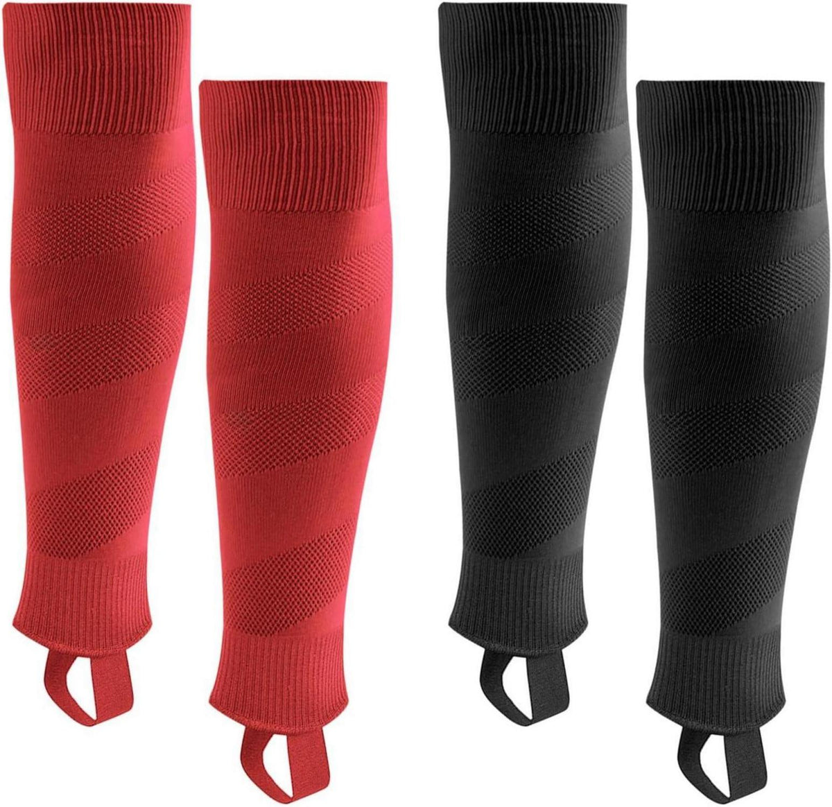 Fußballsocken Kinder Herren Stutzen Stegstrümpfe Schwarz + Rot 2 Paar