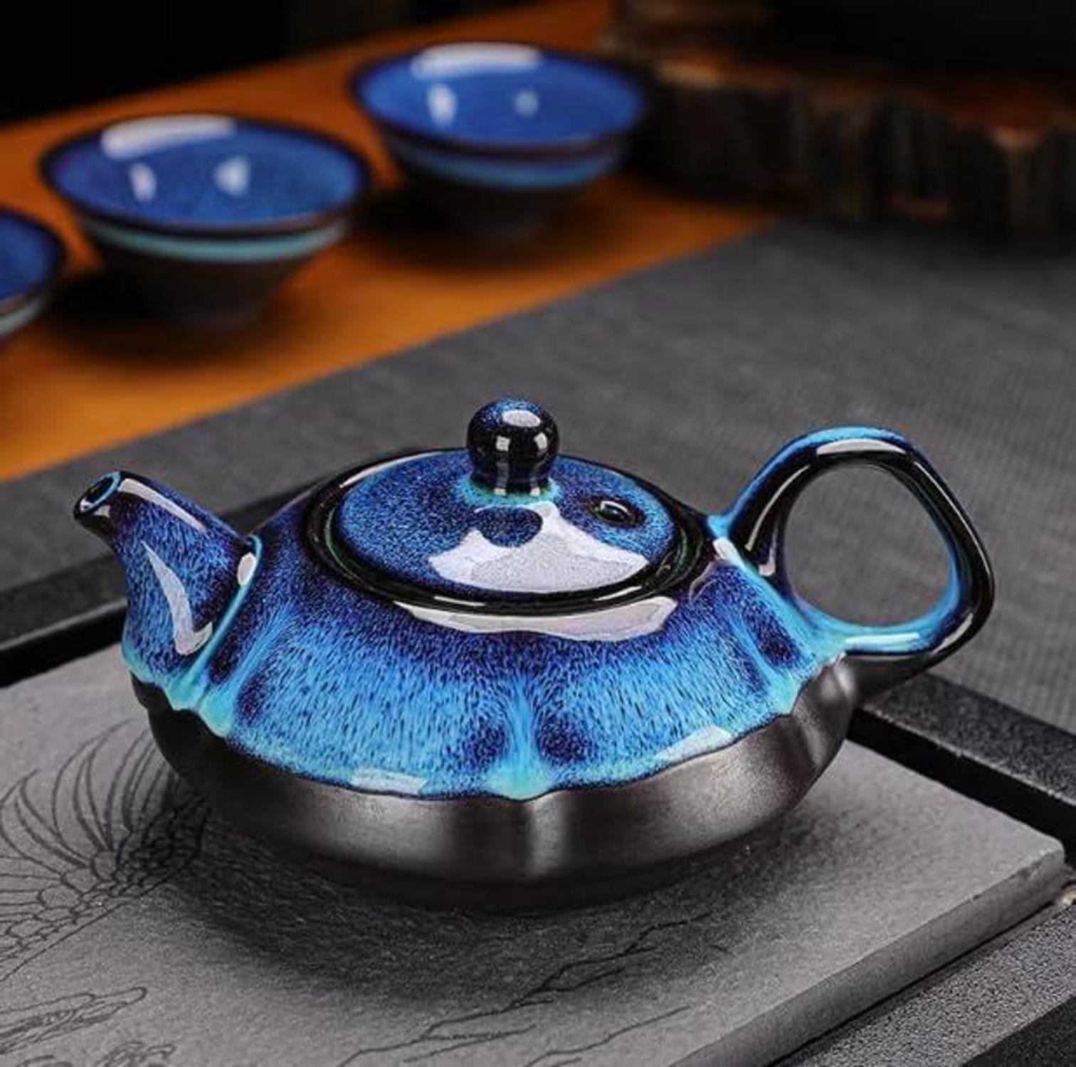Japanisches Tee-Set Kung-Fu-Teeservice Blaue Teekanne 4