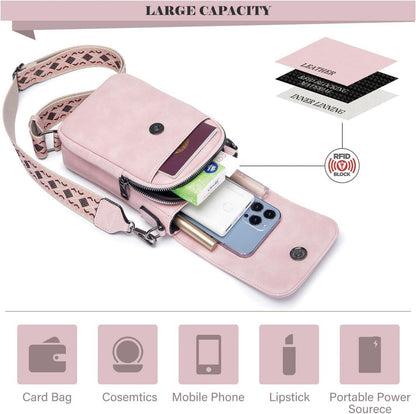 Handytasche Umhängetasche RFID Leder Geldbörse Kapazität Z-pink