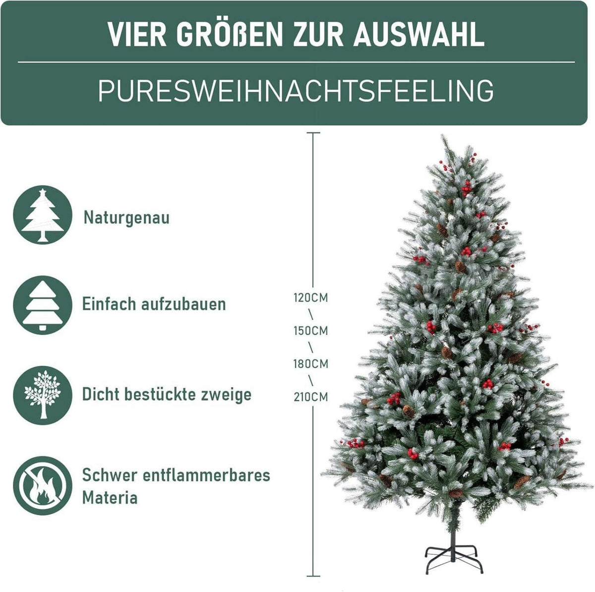 Künstlicher Weihnachtsbaum 120 cm Premium PE/PVC mit Tannenzapfen