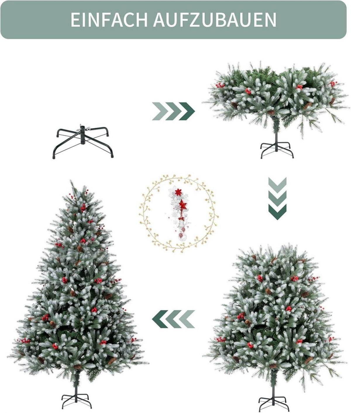 Künstlicher Weihnachtsbaum 120cm Premium PE/PVC Tannenzapfen Rotbeer Festlicher