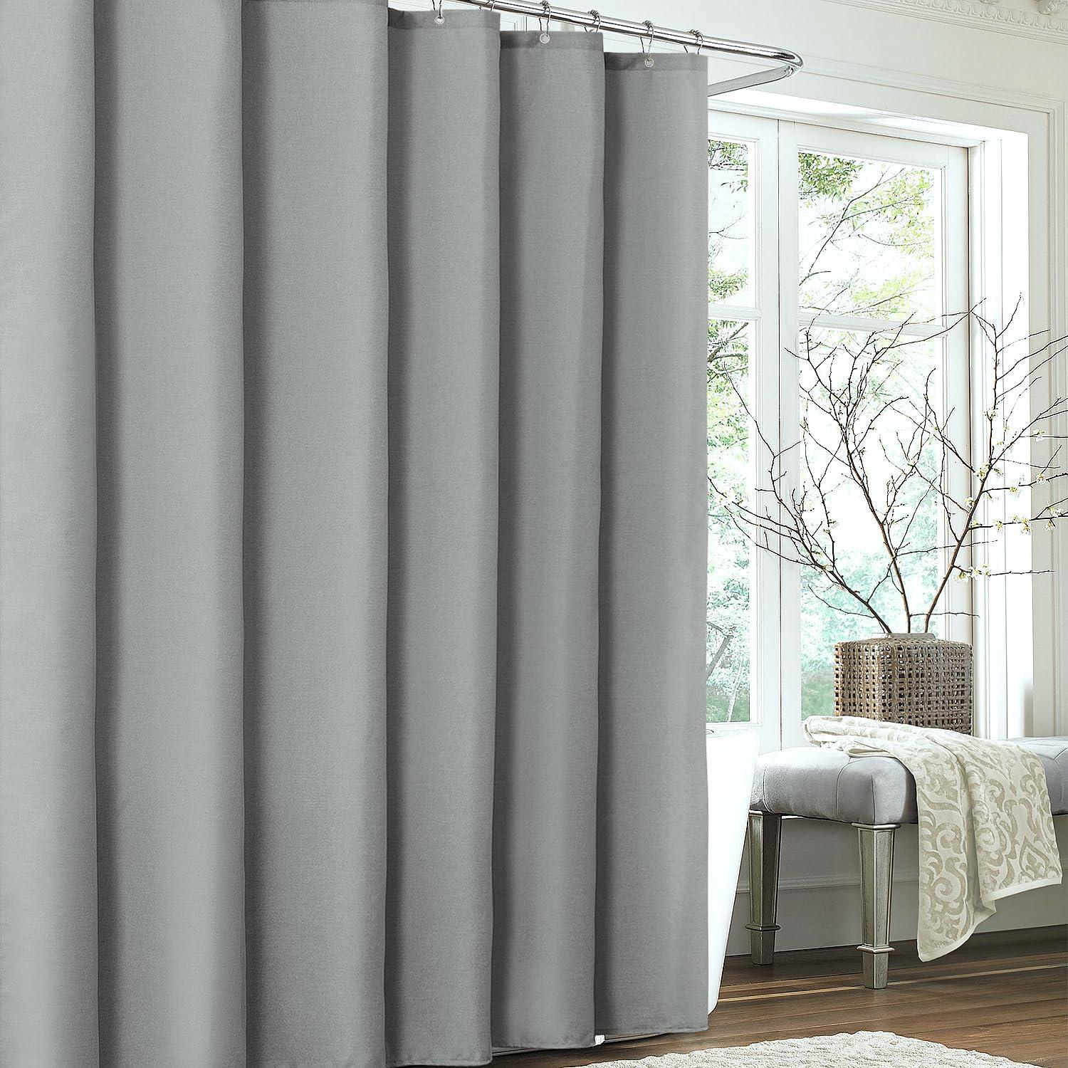 Leinen Duschvorhang Textil Grau 182x214cm Anti Schimmel wasserdicht