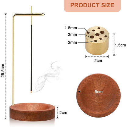 2-in-1 Räucherstäbchenhalter Holz, Modernes Design, Rotbraun