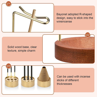 2-in-1 Räucherstäbchenhalter Holz, Modernes Design, Rotbraun
