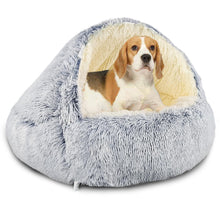 Hundehöhle mit Kapuze & Stützen – Grau, 60cm – Kuschelbett