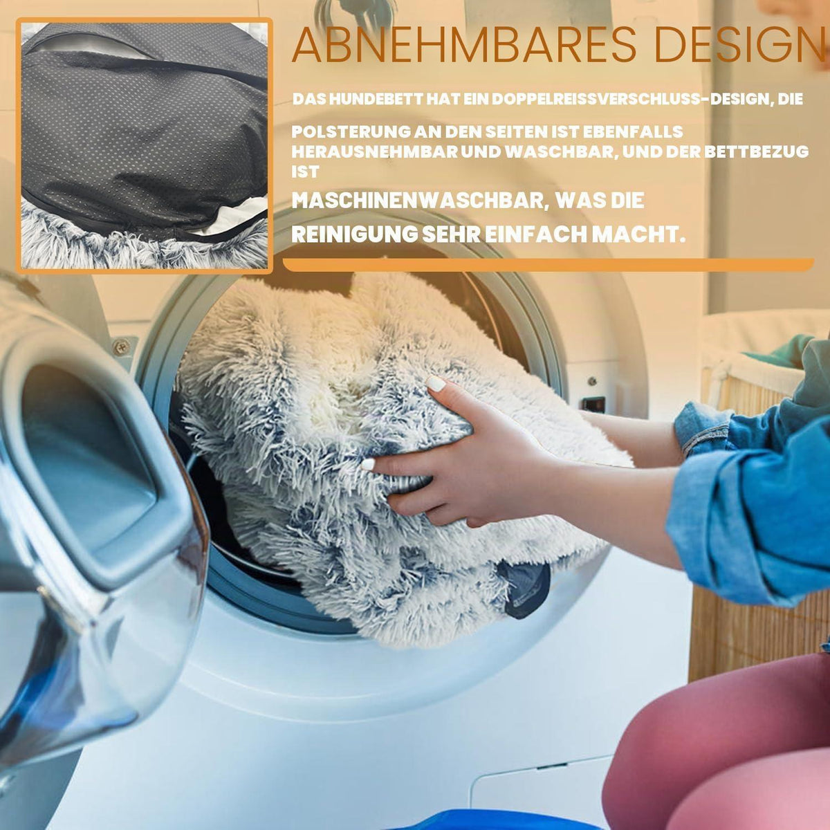 Hundehöhle mit Kapuze & Stützen – Grau, 60cm – Kuschelbett
