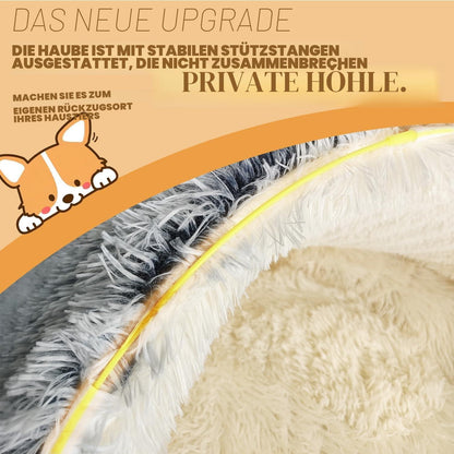Hundehöhle mit Kapuze & Stützen – Grau, 60cm – Kuschelbett