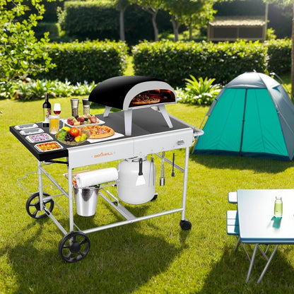 Grillwagen mit Arbeitsfläche und Gewürzbehältern