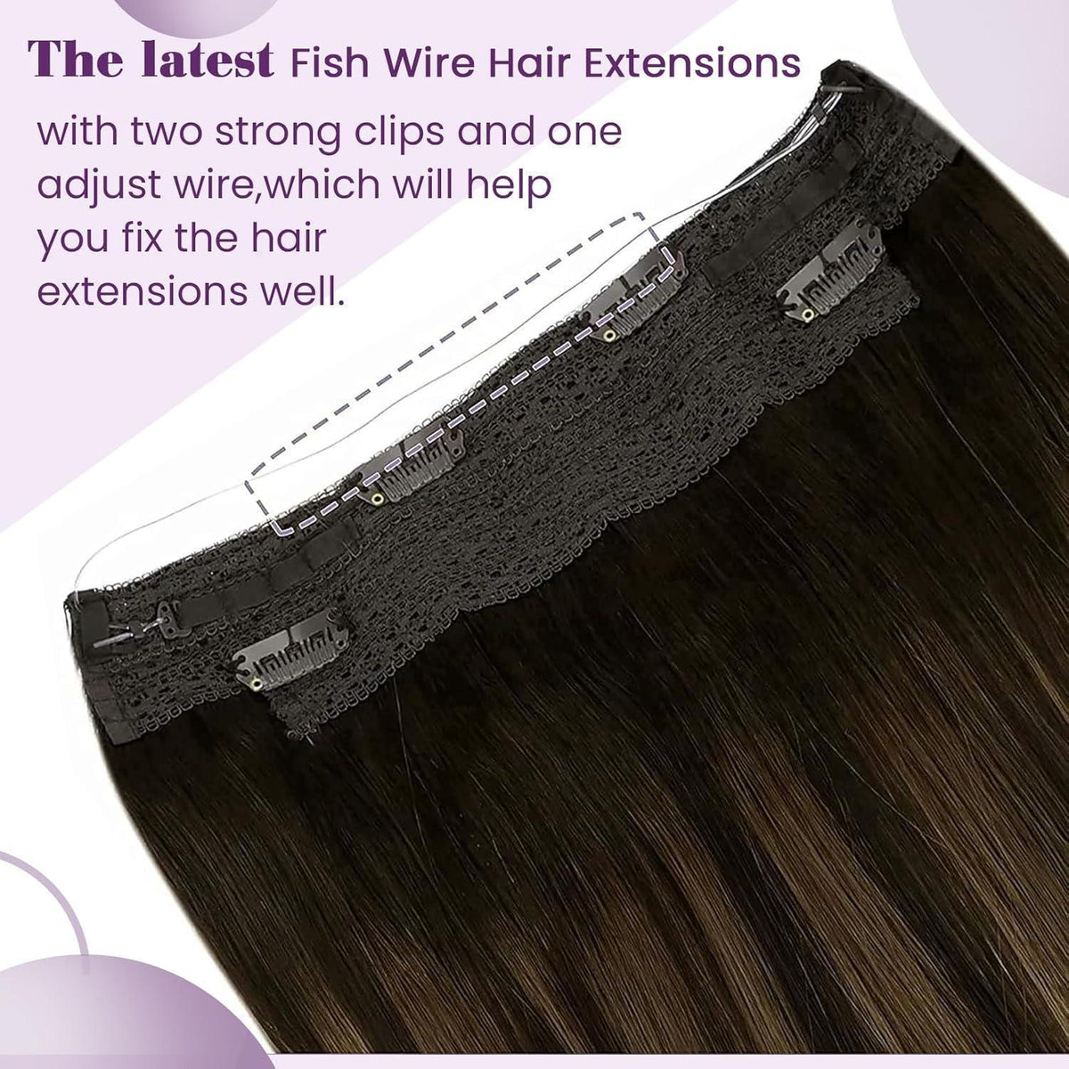 Echthaar Draht Extensions Braun Ombre 35cm #2/8/2