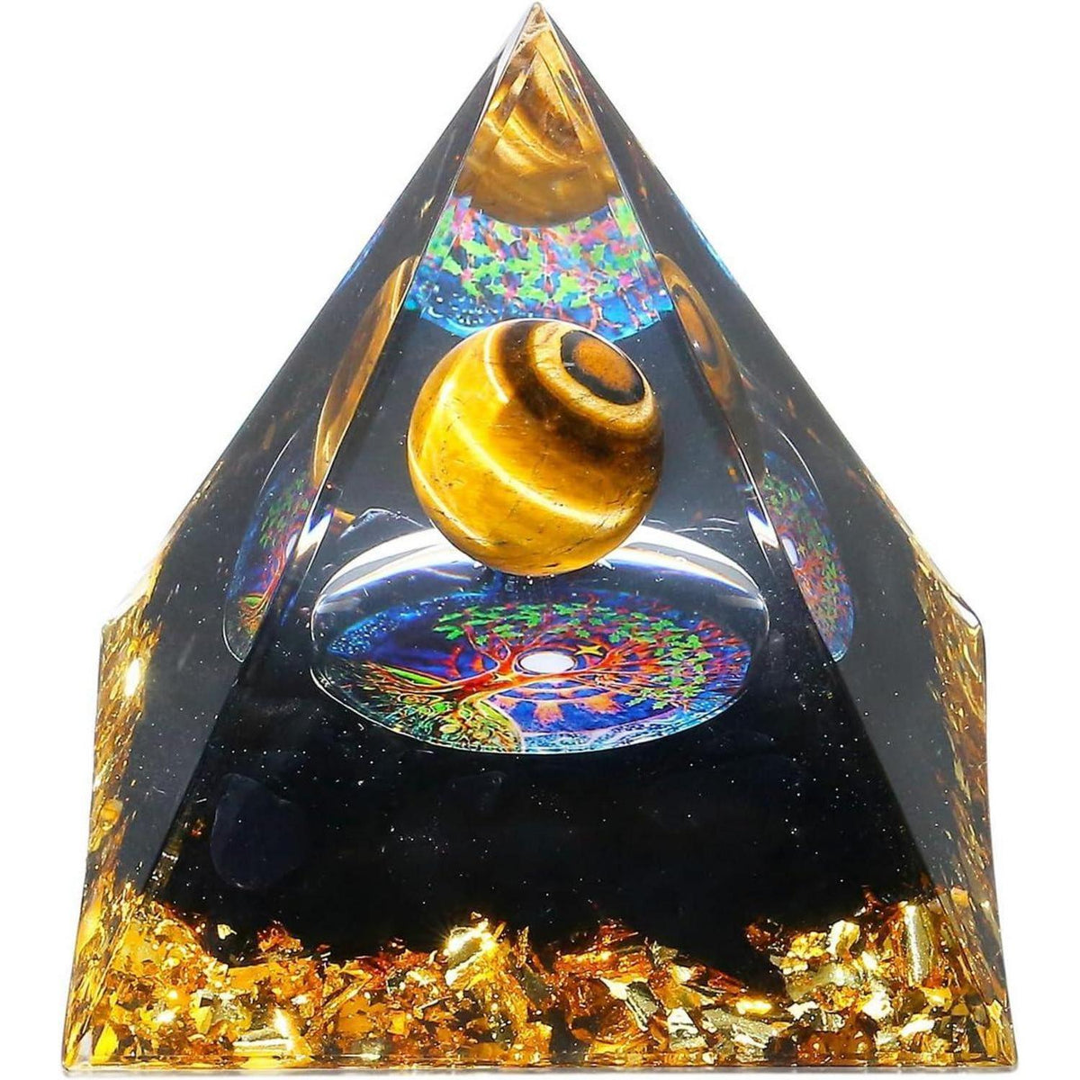 Heilkristall Pyramide Tigerauge Obsidian 2.4 Zoll