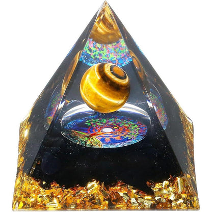 Heilkristall Pyramide Tigerauge Obsidian 2.4 Zoll