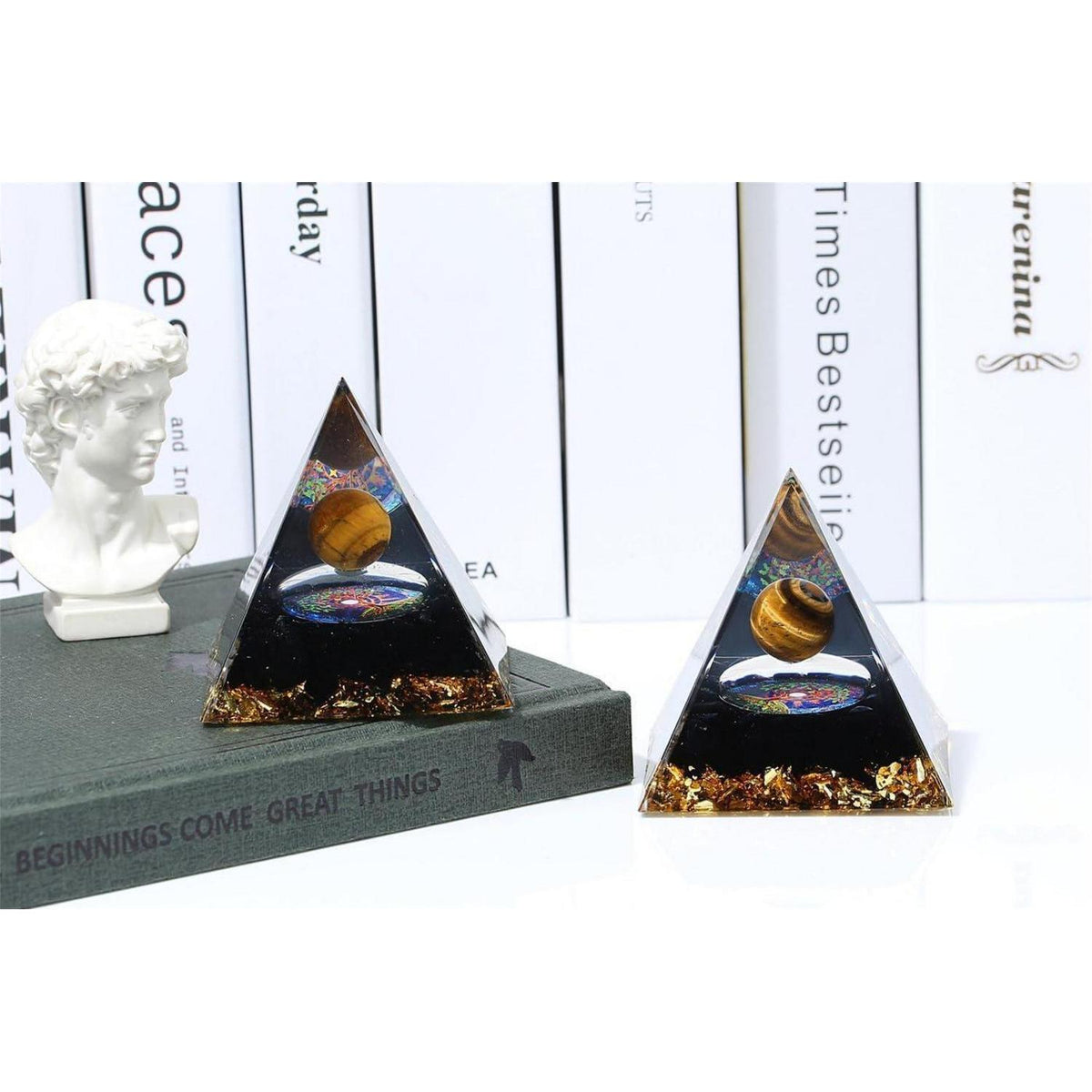 Heilkristall Pyramide Tigerauge Obsidian 2.4 Zoll