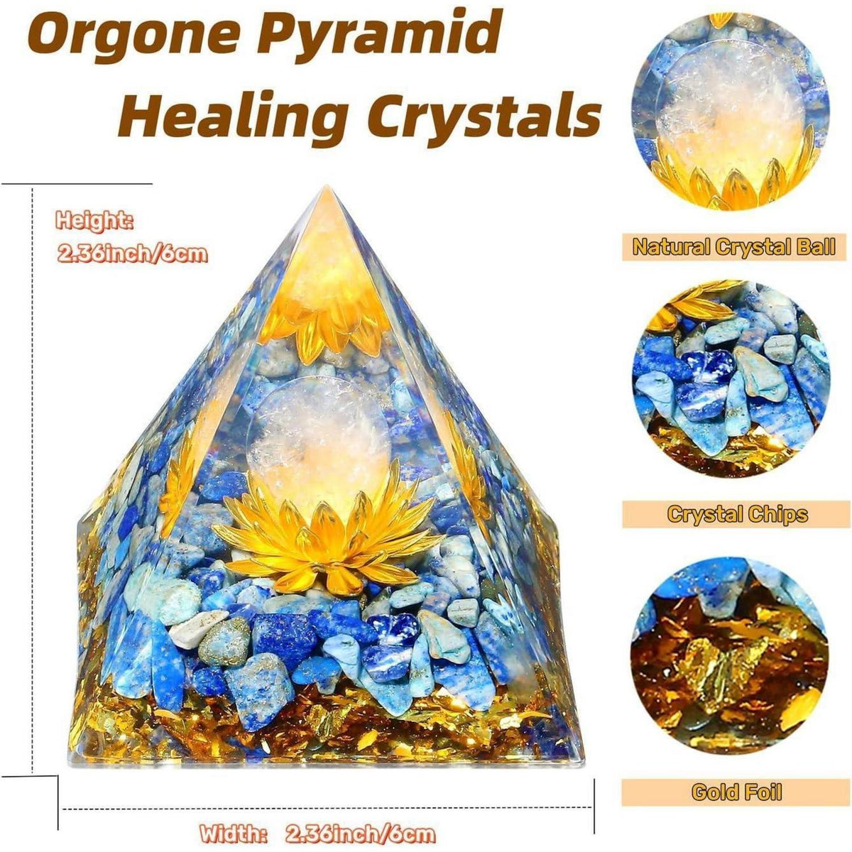 Lapislazuli Pyramide Heilkristall 2.4 Zoll für Meditation & Reiki